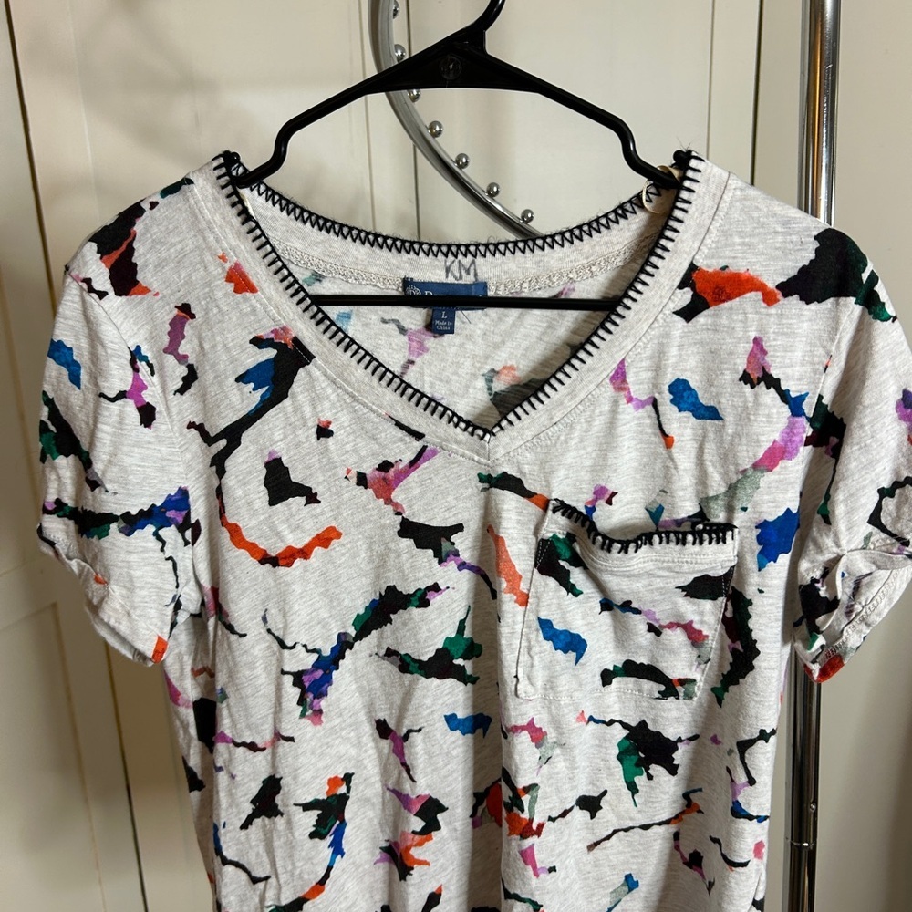 Democracy Multicolor Abstract Print Short Sleeve Top